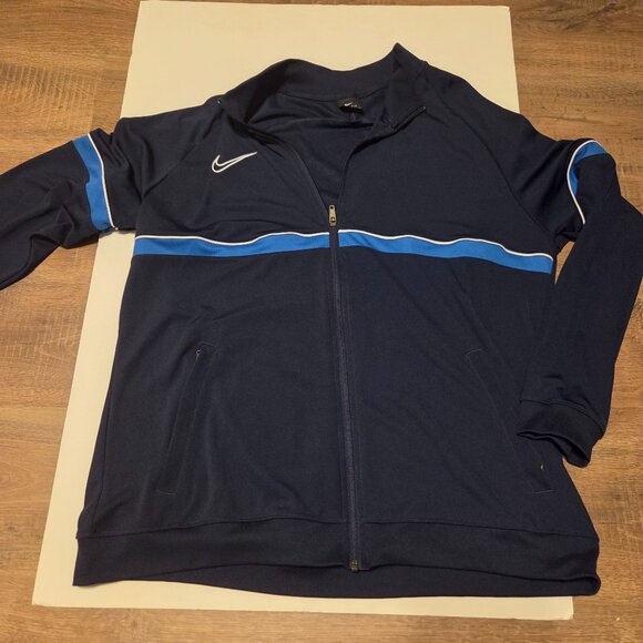 Nike Dri-Fit Men's Academy 21 Track Blue Jacket with Full Zipper Closure - Picture 1 of 4